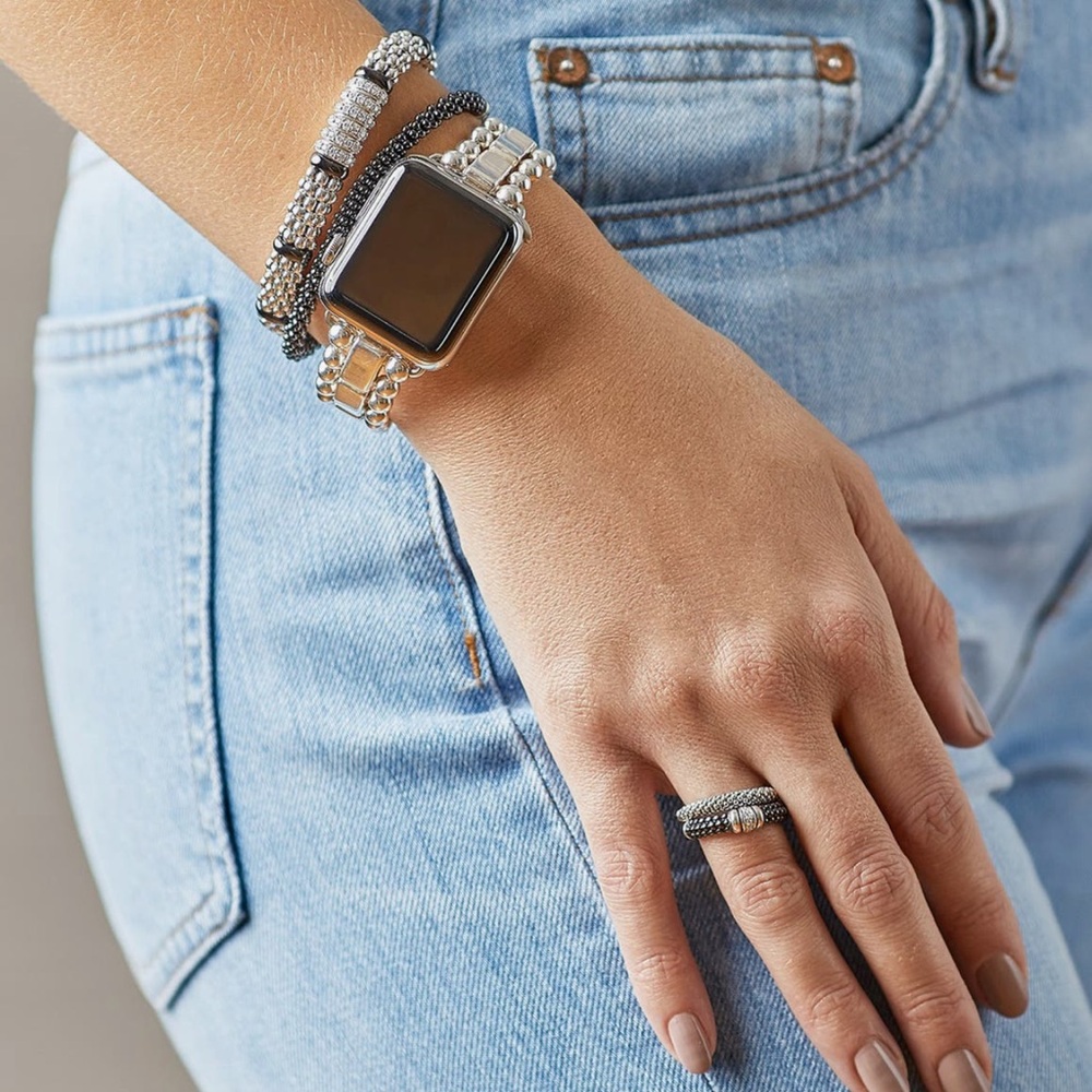 Lagos Stainless Steel Smart Caviar Apple Watch Band - Picture 5 of 8